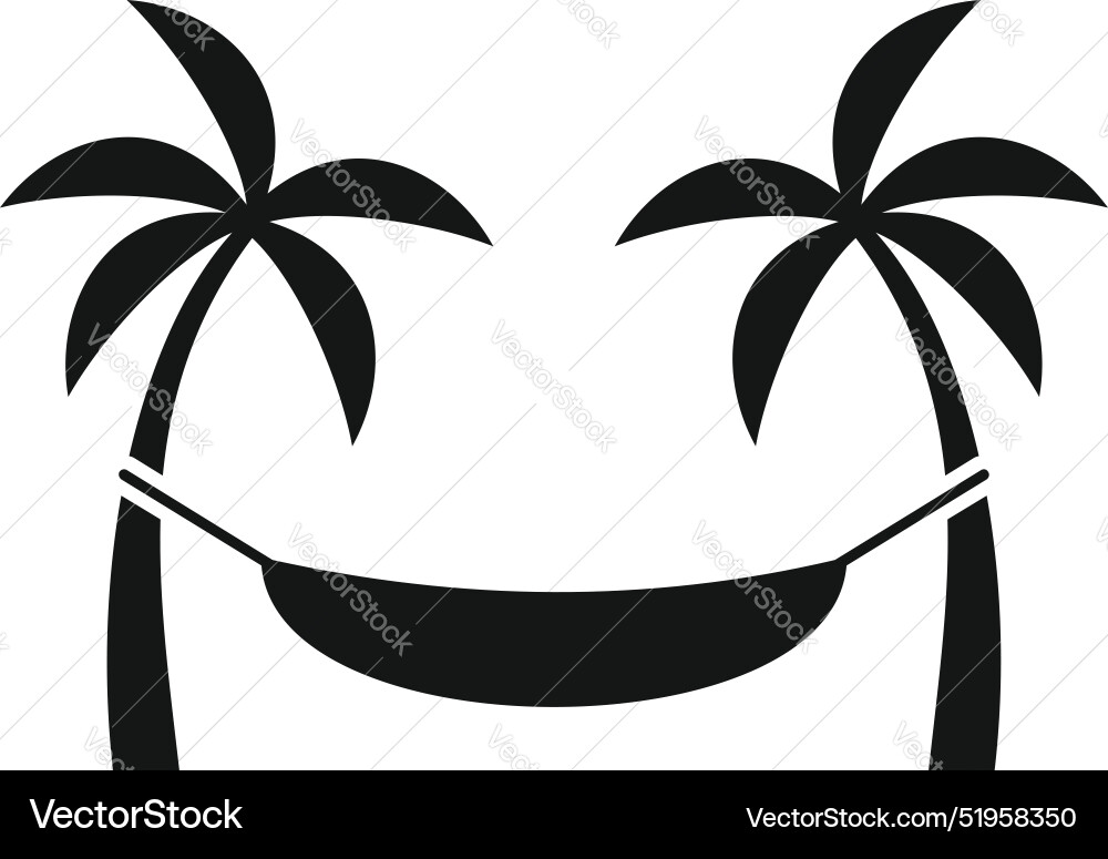 Hammock hanging between two palm trees vector image