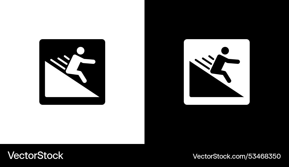 Man slide on slope icon linear logo isolated Vector Image