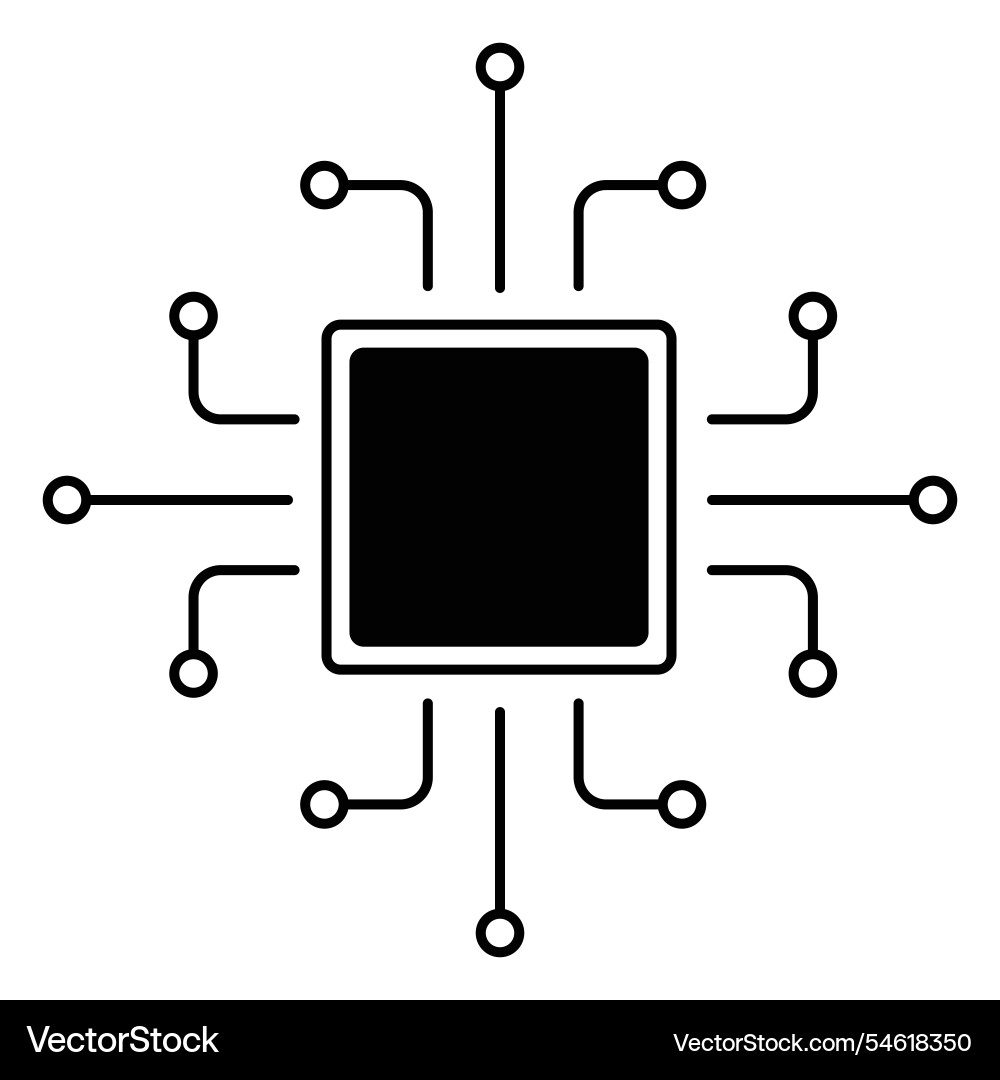 Processor line icon microchip cpu technology Processor line icon microchip cpu technology vector image