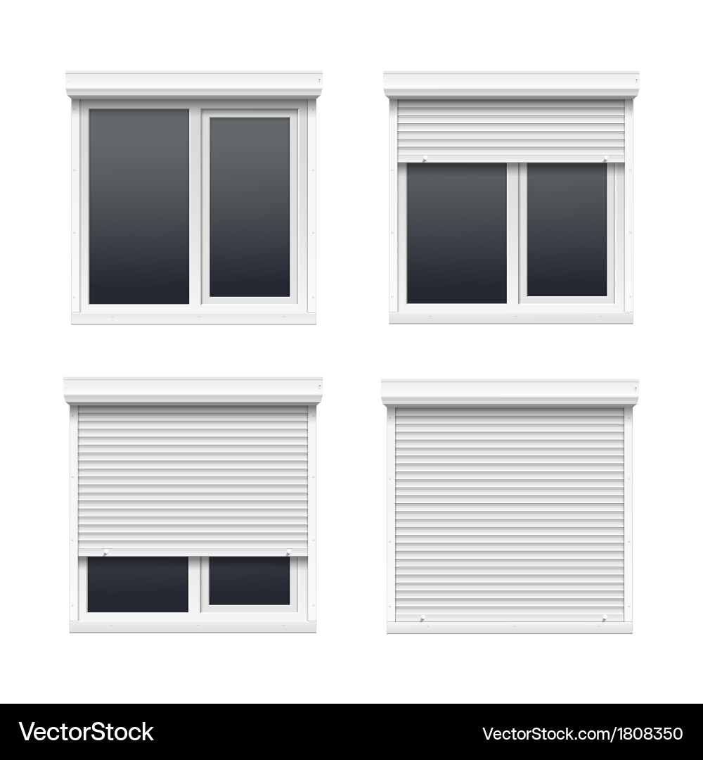 Rolling Shutters Window Collection Vector Image