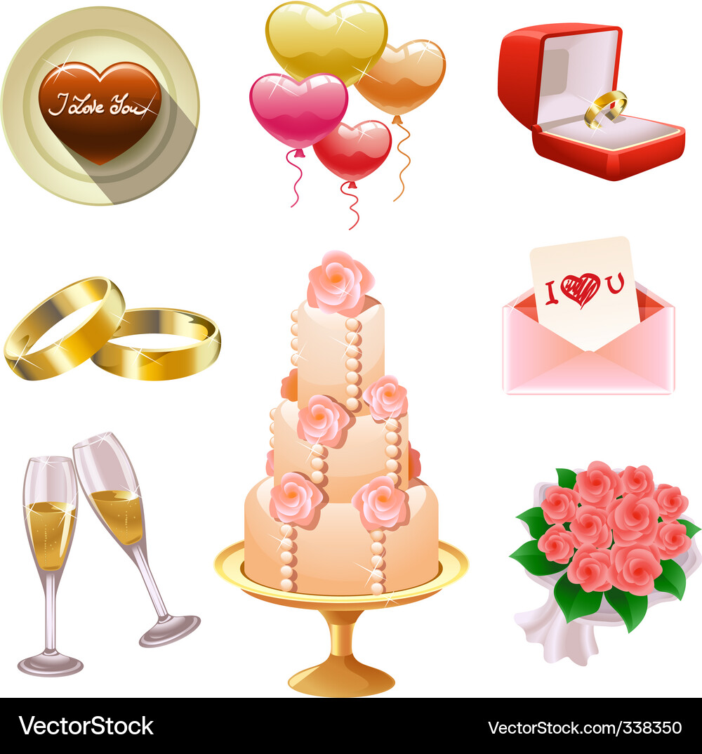 Romantic Wedding & Valentines Collection Vector Image