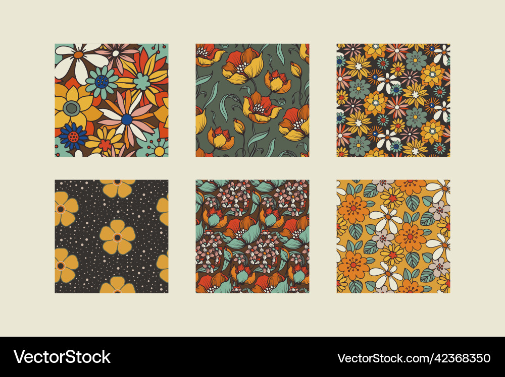 Set of retro seamless patterns inspired Set of retro seamless patterns inspired vector image