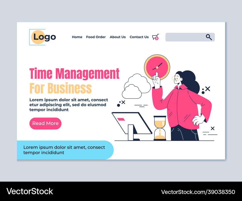 Time management landing page vector image