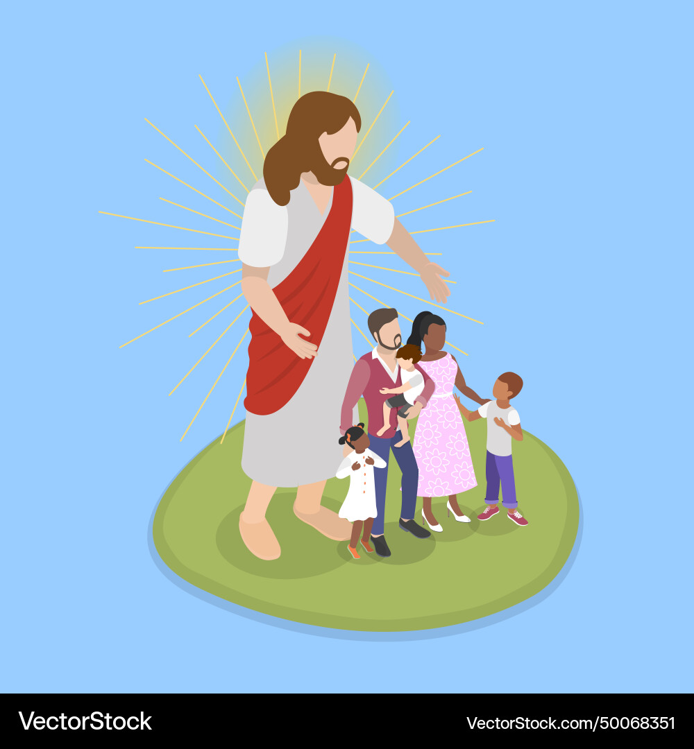 3d isometric flat of jesus vector image