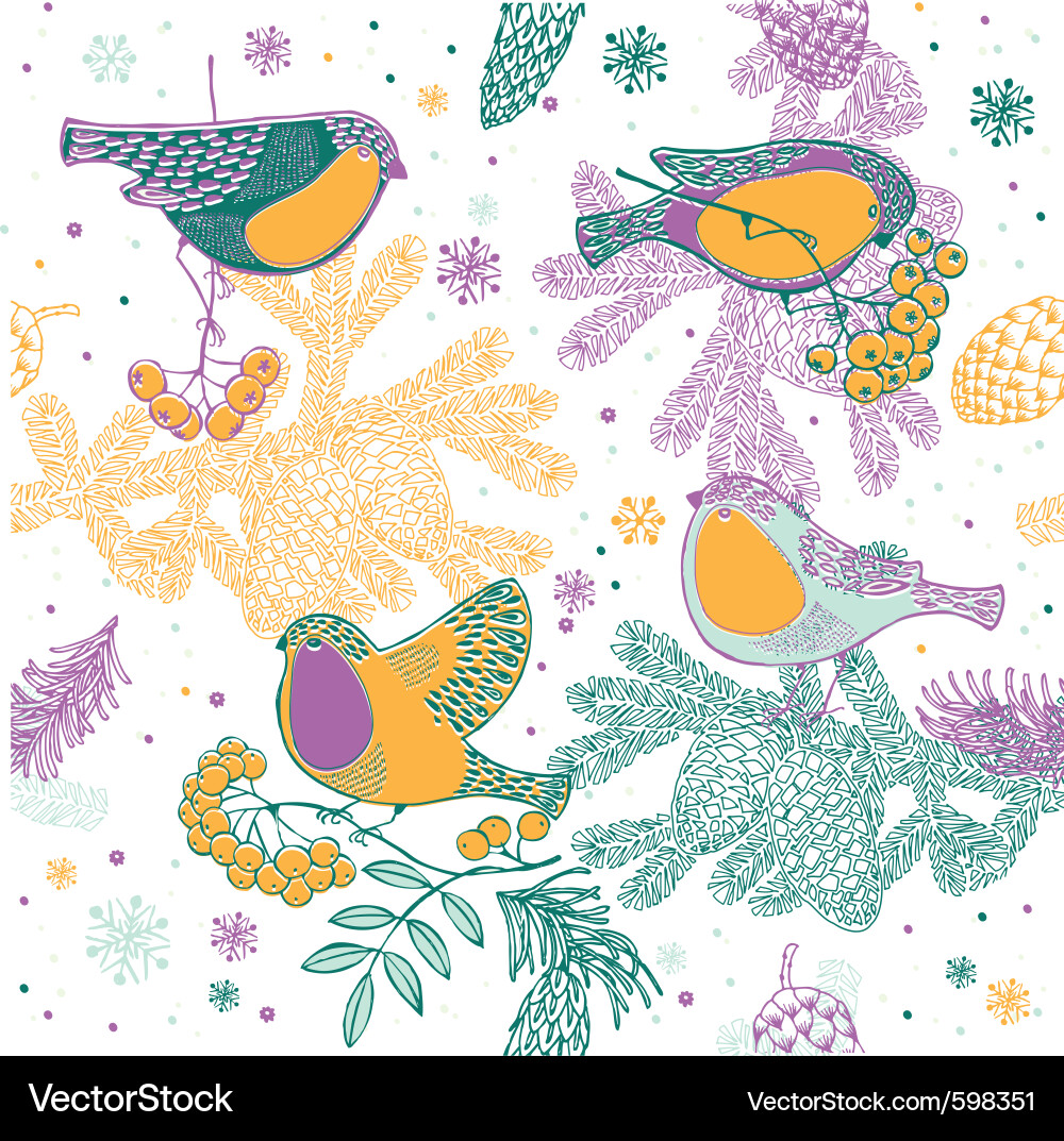 Bird collage background Vector Image