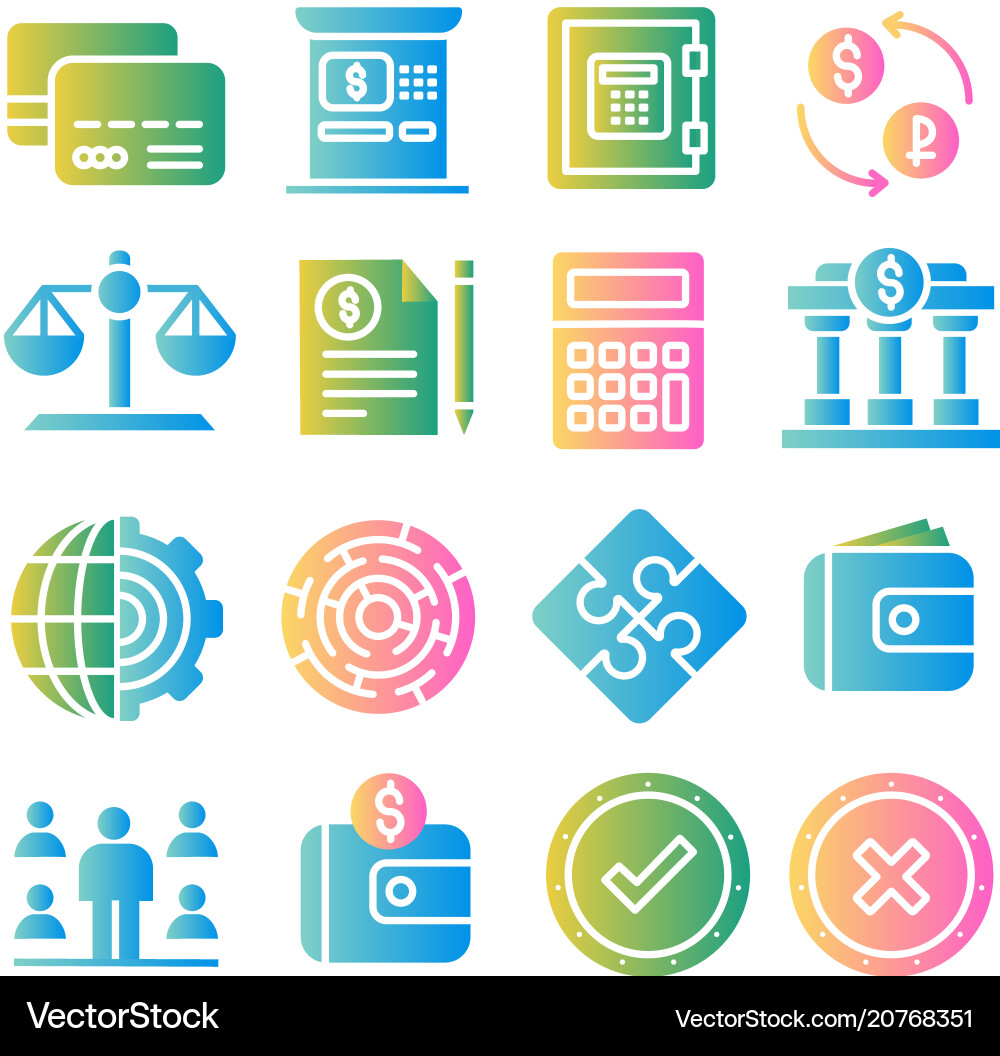Business & Finanzen Farbe Icon Set Vektorbild
