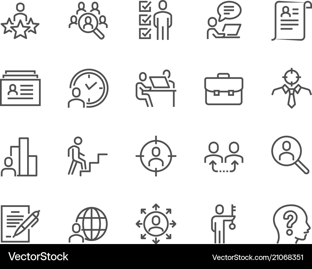 Head Hunting Line Icons vector image