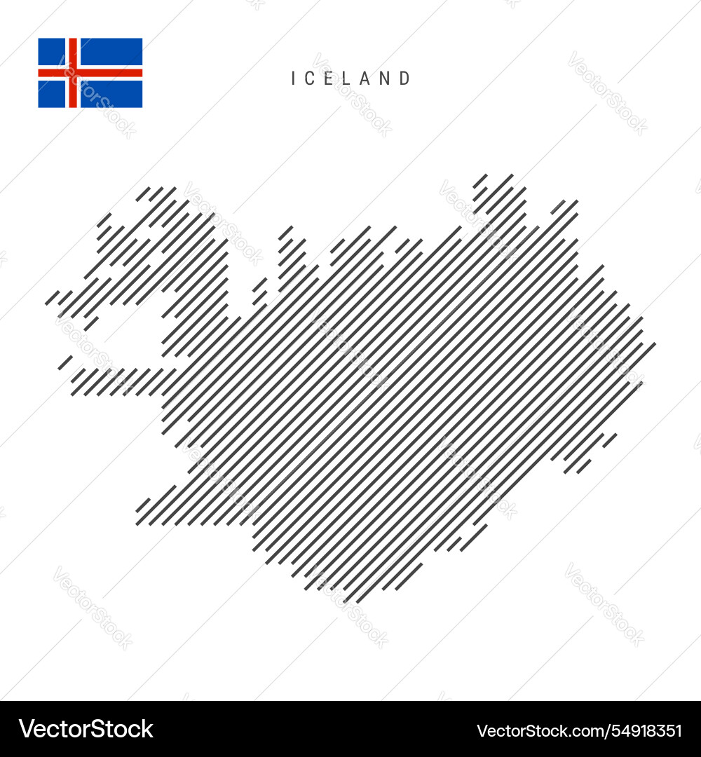Iceland map from pattern of black slanted parallel Vector Image