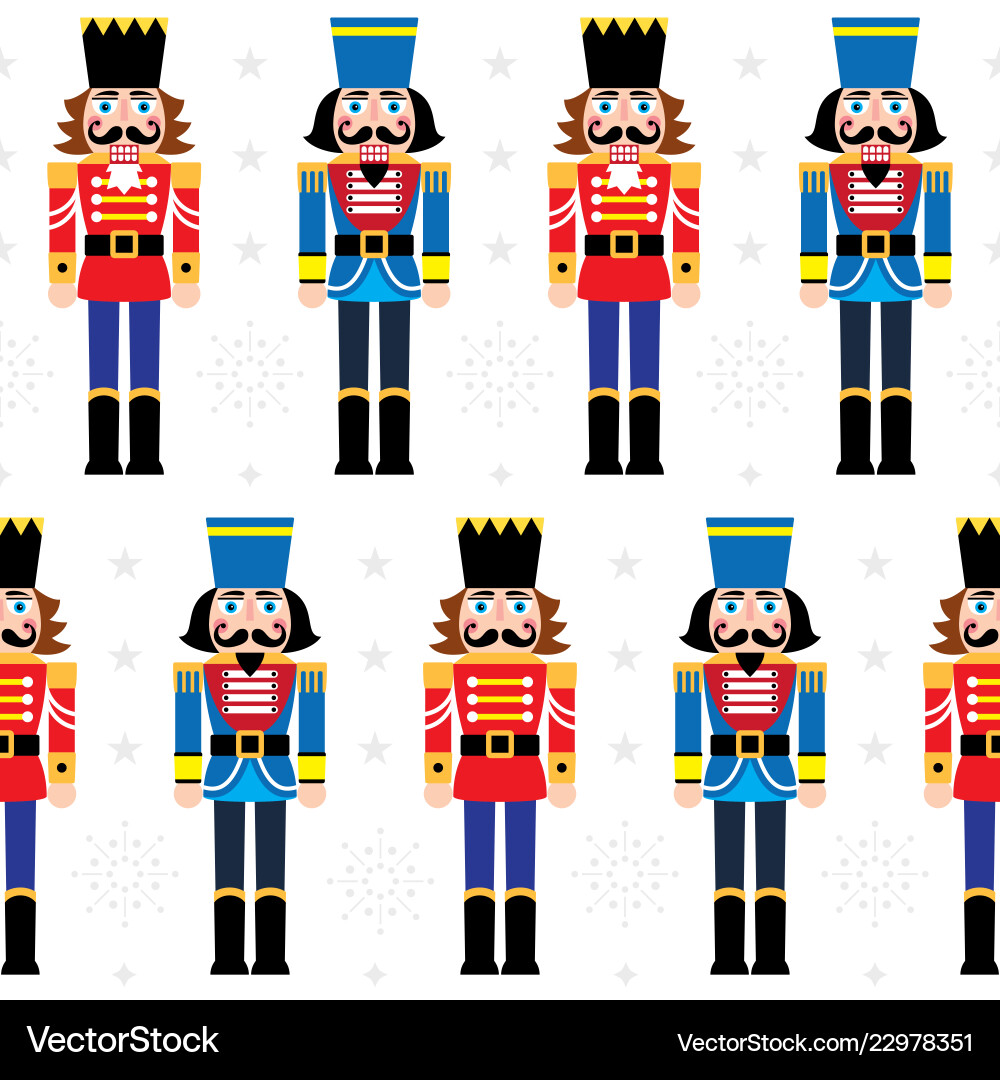 Nutcracker Seamless Pattern - Festive Red & White vector image