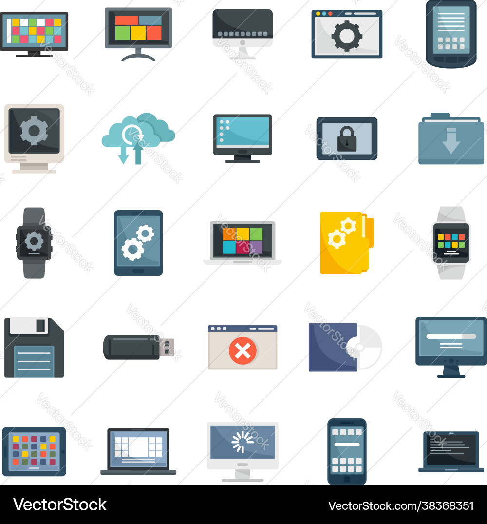 Operating system icons set flat isolated Operating system icons set flat isolated vector image