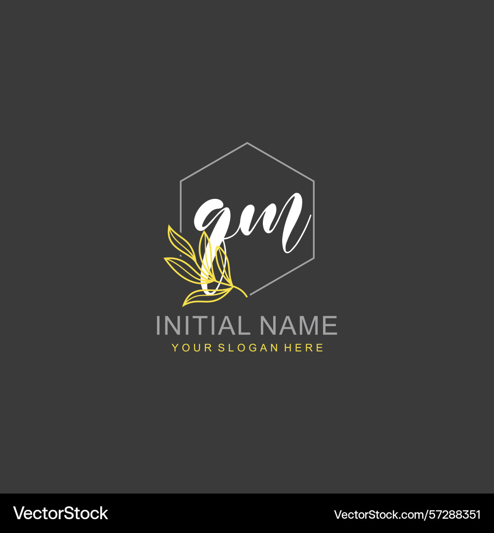 Qm initial logo templates with botanical elements Qm initial logo templates with botanical elements vector image