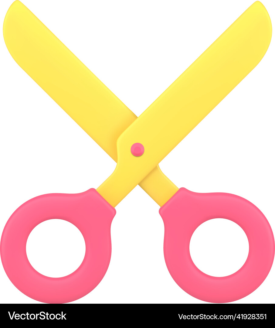 Red scissors with yellow sharp blade 3d icon Red scissors with yellow sharp blade 3d icon vector image