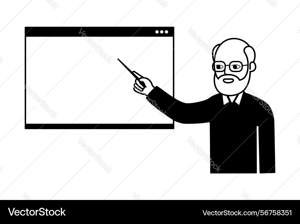 Teacher explaining using interactive whiteboard Vector Image