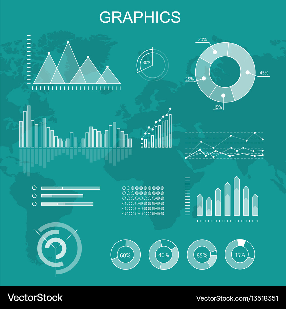 Transparent Statistical Charts & Diagrams Vector Image