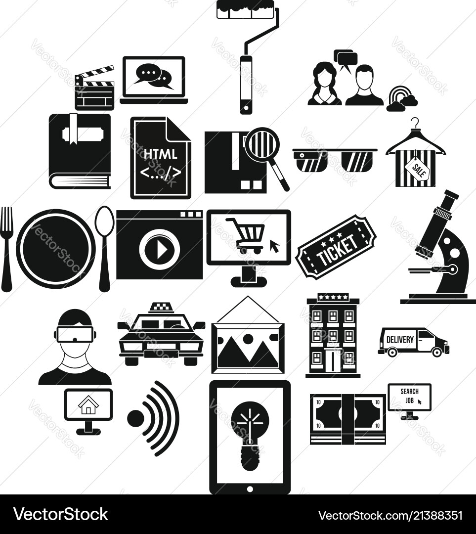 Website icons set simple style Website icons set simple style Vector Image