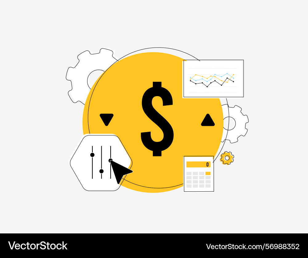 Automated dynamic pricing adjusts product costs Automated dynamic pricing adjusts product costs Vector Image
