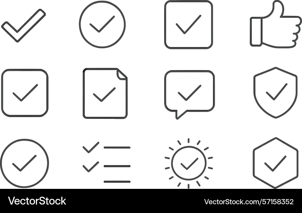 Collection of check mark and approval icons Collection of check mark and approval icons Vector Image