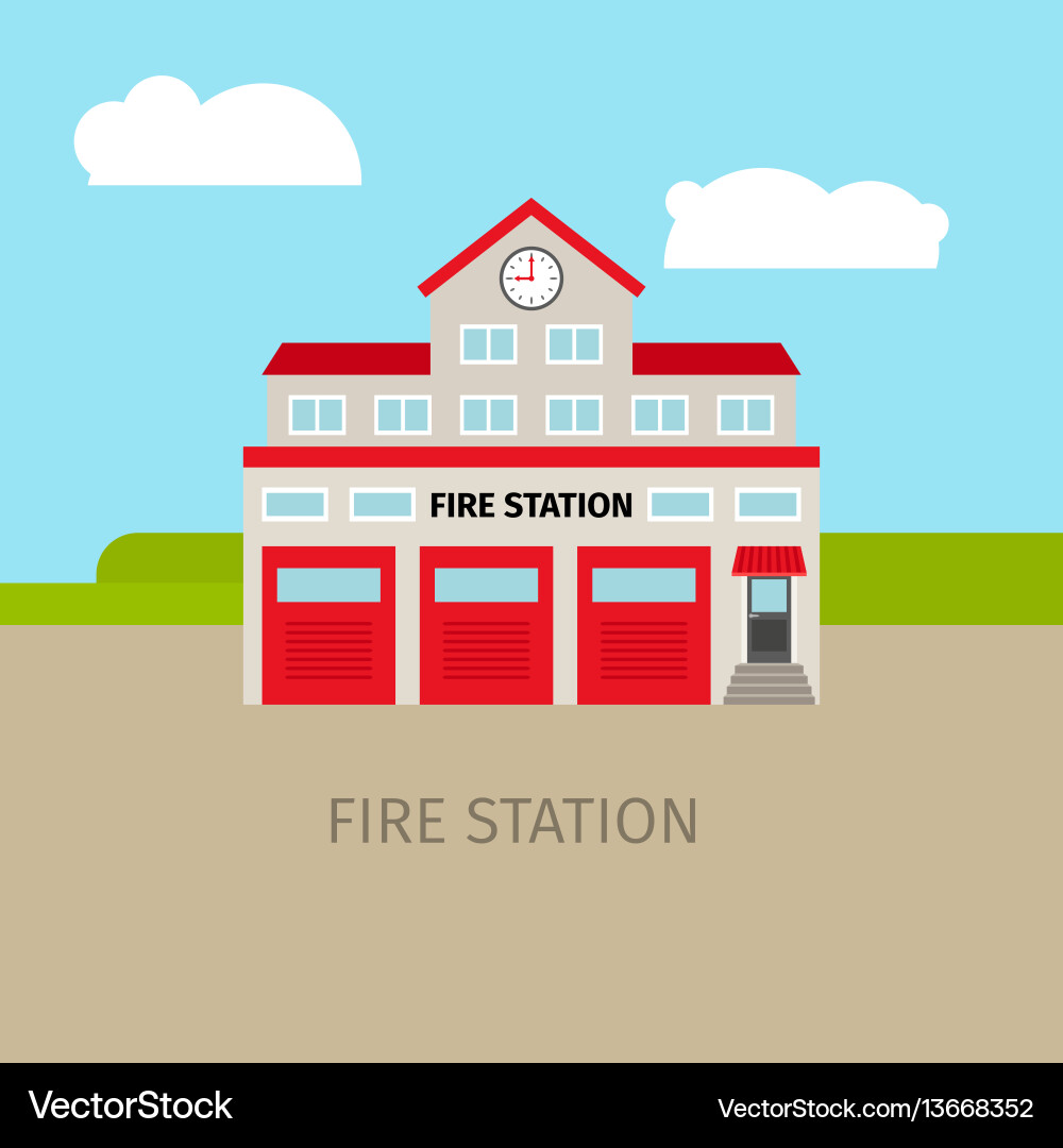 Colored fire station building Royalty Free Vector Image