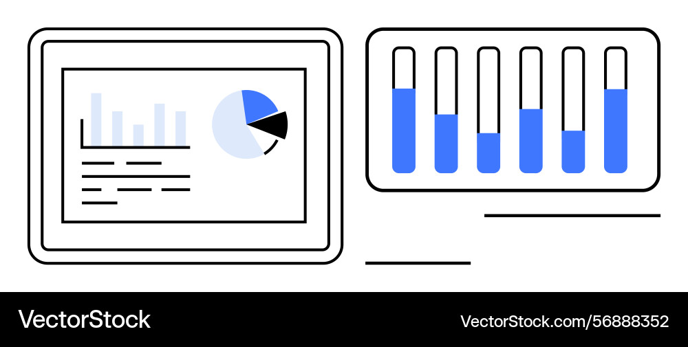 Data analytics dashboard featuring pie chart Data analytics dashboard featuring pie chart vector image