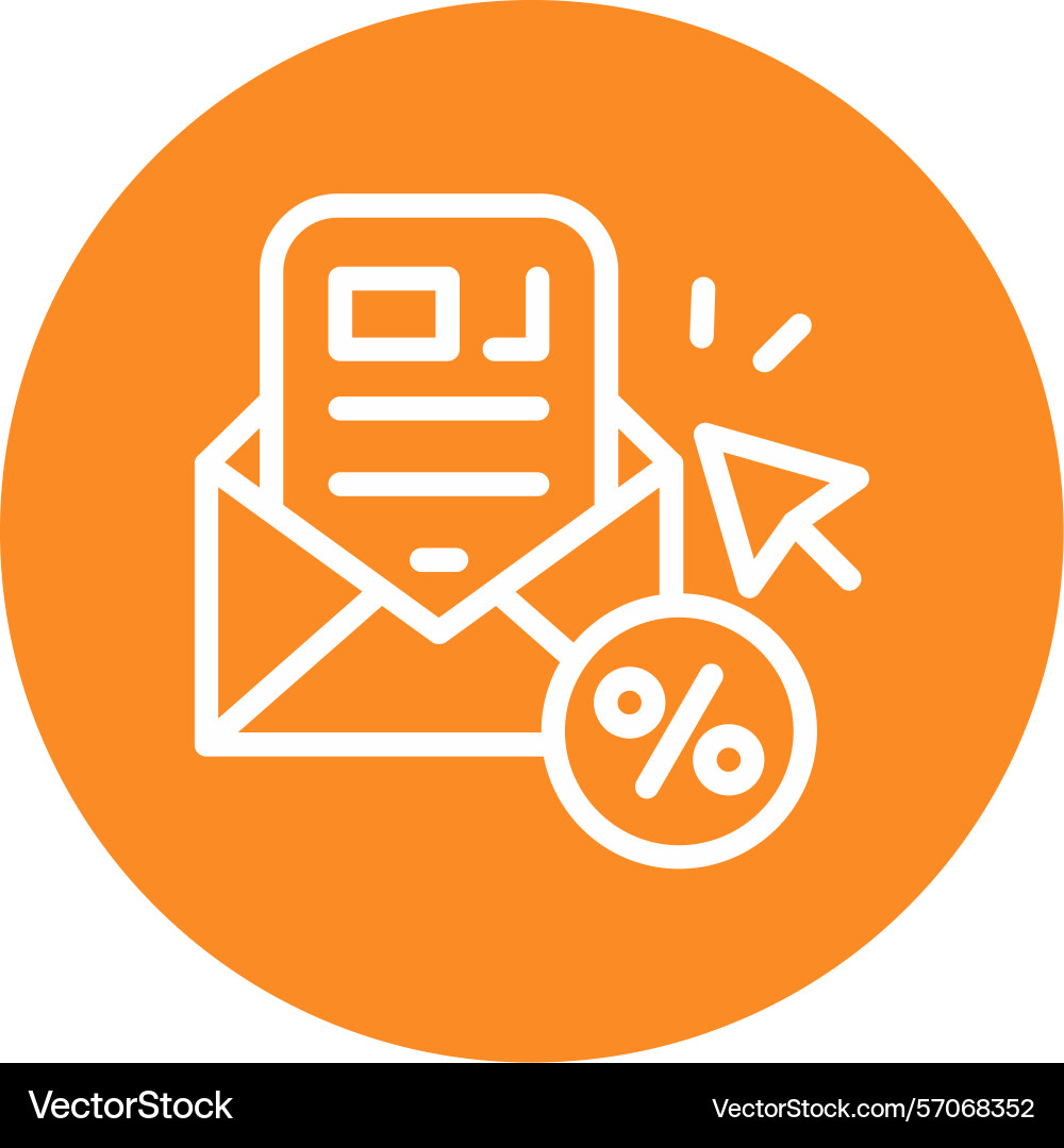 Email click-through rate line circle style icon vector image