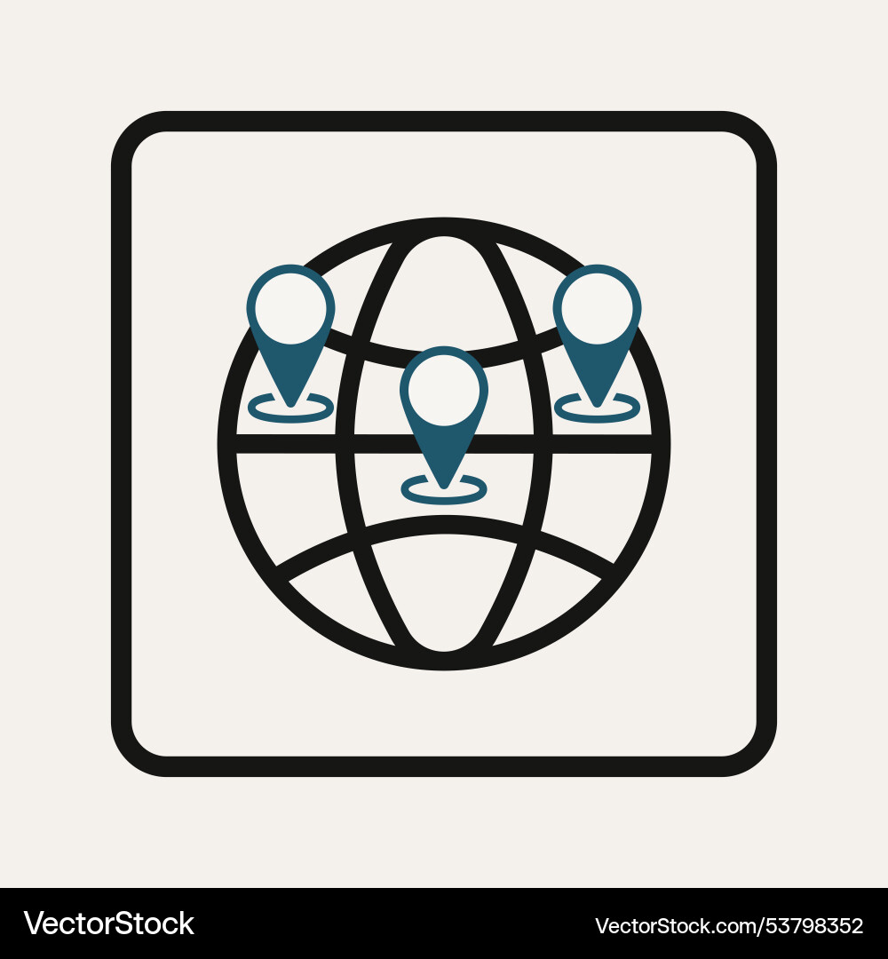Globe with location pins symbol design Globe with location pins symbol design Vector Image