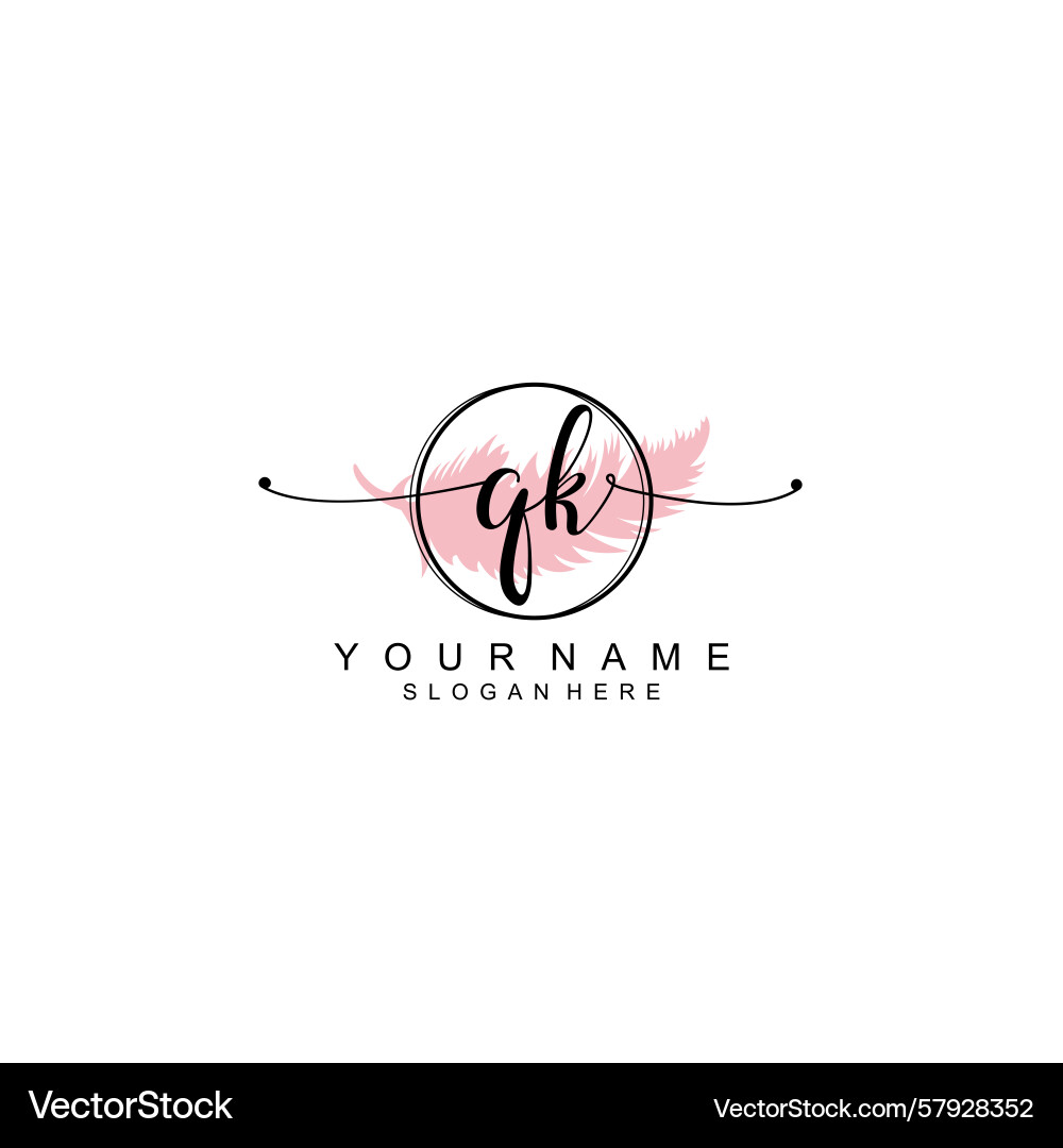 Handwriting logo concepts with initial qk Handwriting logo concepts with initial qk Vector Image
