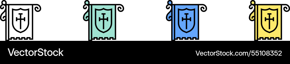 Heraldic flag icon outline green blue and yellow Heraldic flag icon outline green blue and yellow vector image
