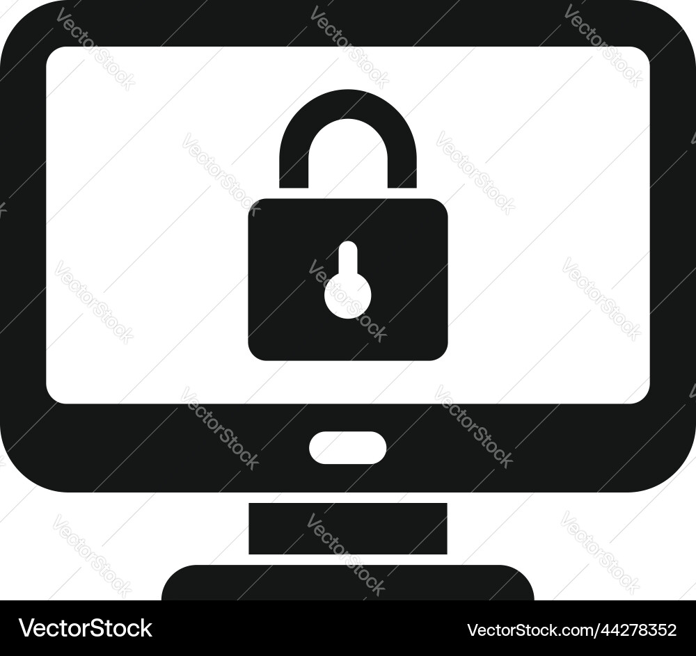 Monitor safe icon simple data privacy Monitor safe icon simple data privacy Vector Image
