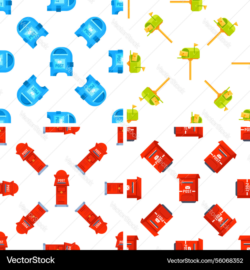 Seamless pattern with colorful mailboxes showing Vector Image