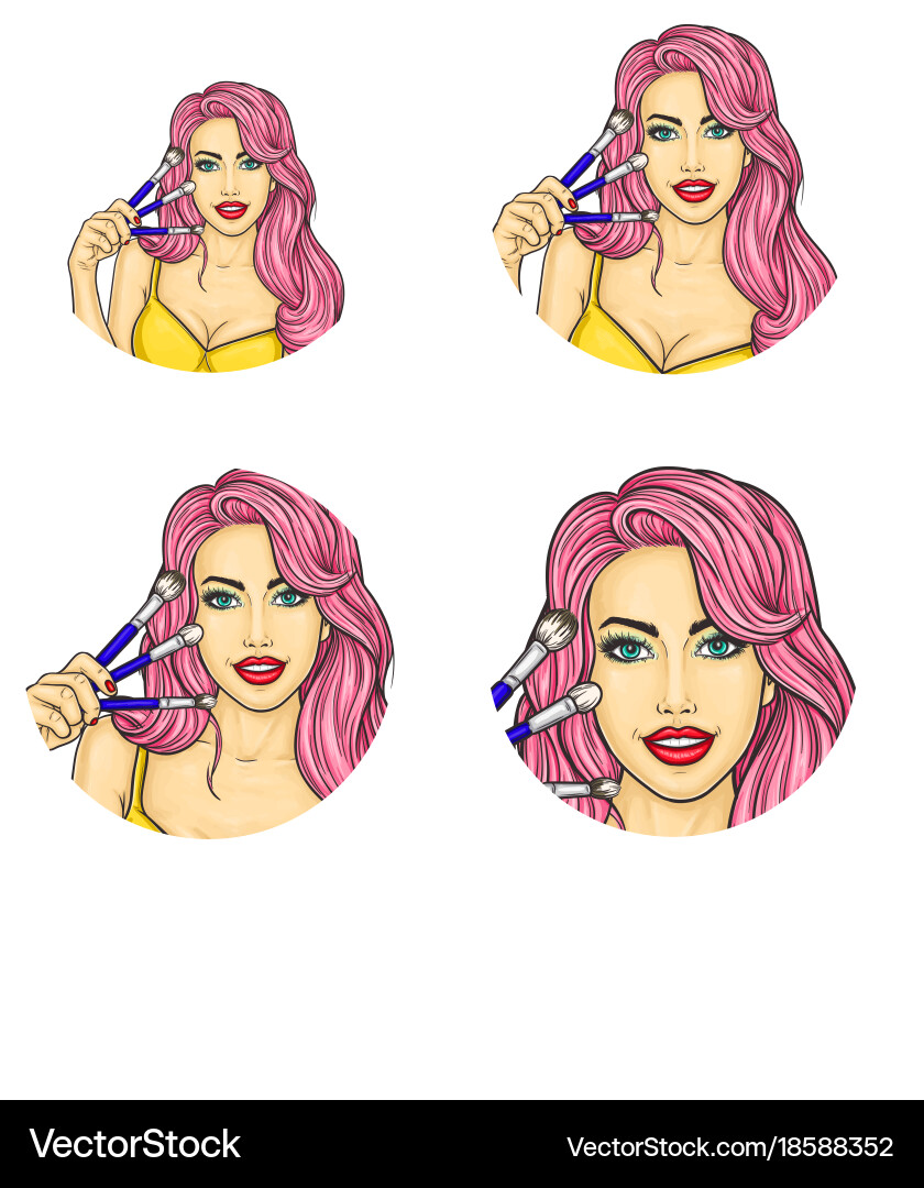 Set of pop art round avatar icons for users vector image
