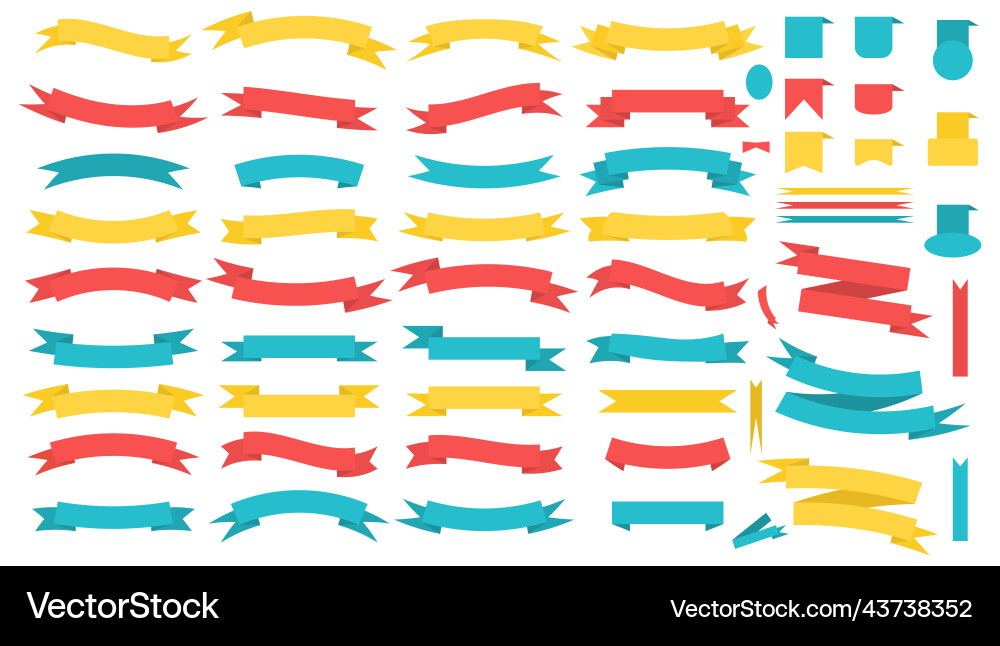 Set of stylish simple ribbons in different colors Set of stylish simple ribbons in different colors vector image