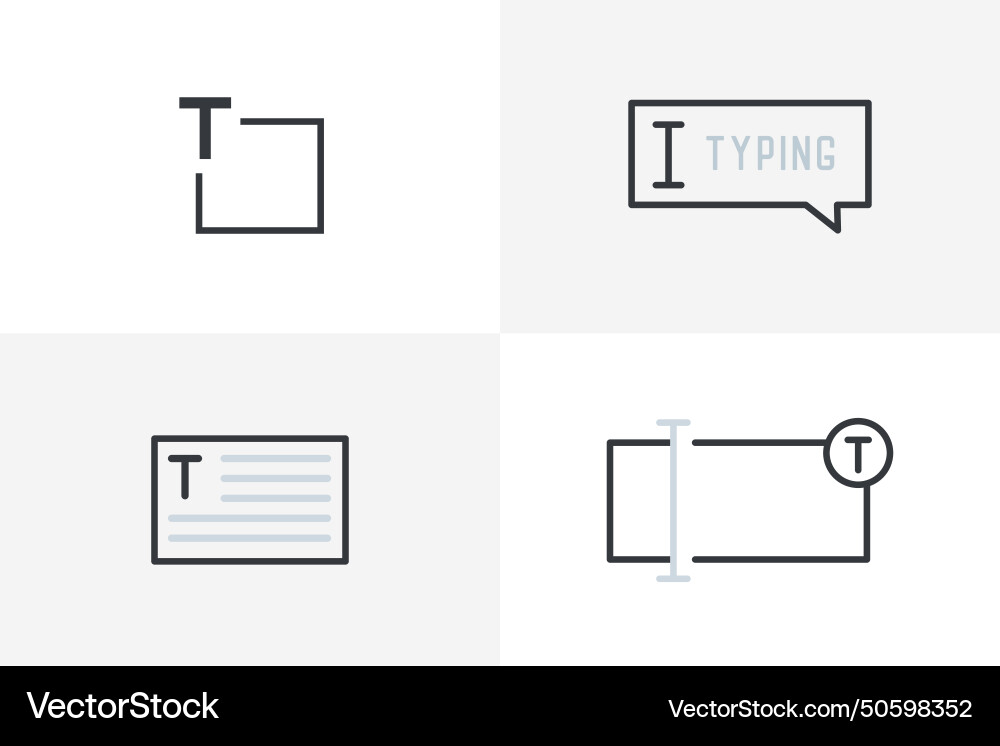 Typing icon set with textarea type text Typing icon set with textarea type text vector image