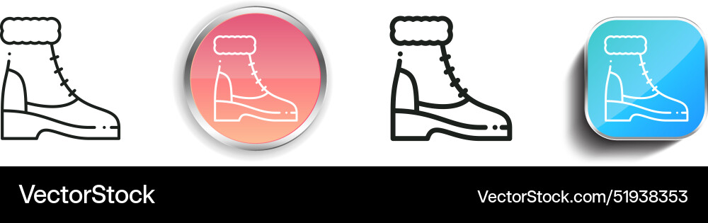 Boot icon thin linear regular and button style Boot icon thin linear regular and button style vector image