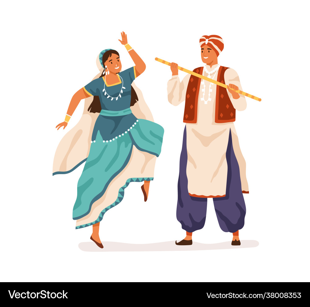 Dancers performing indian folk dance dandiya raas Dancers performing indian folk dance dandiya raas vector image