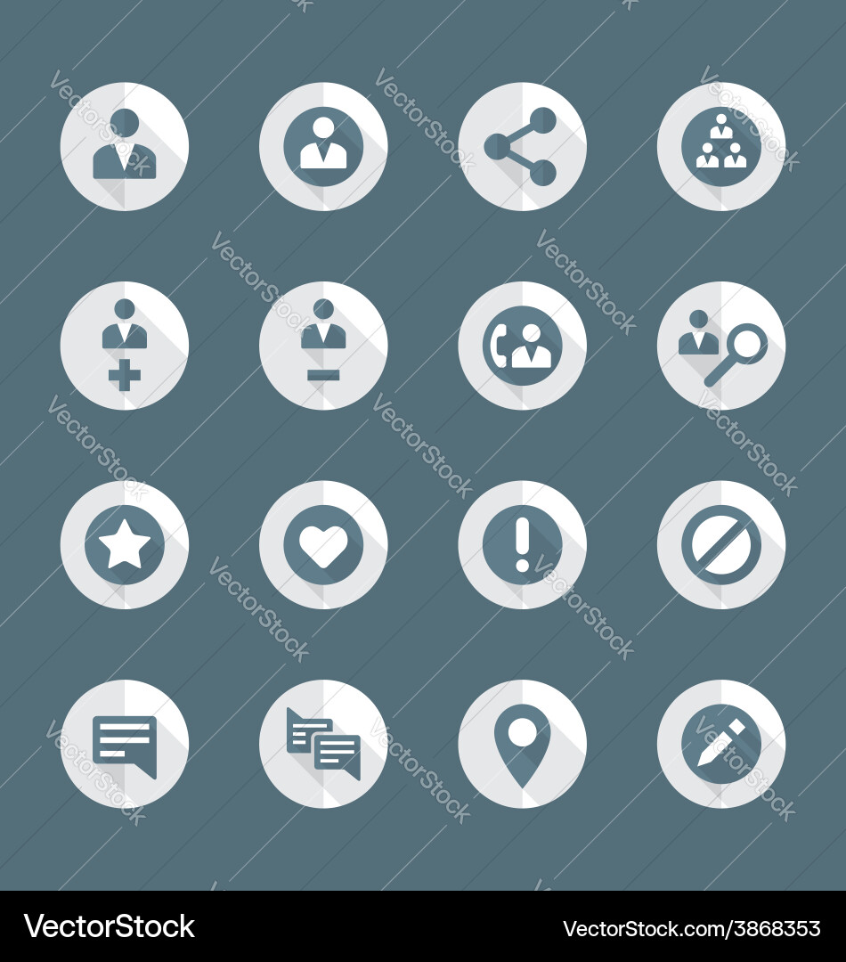Flat style various social network actions icons Vector Image