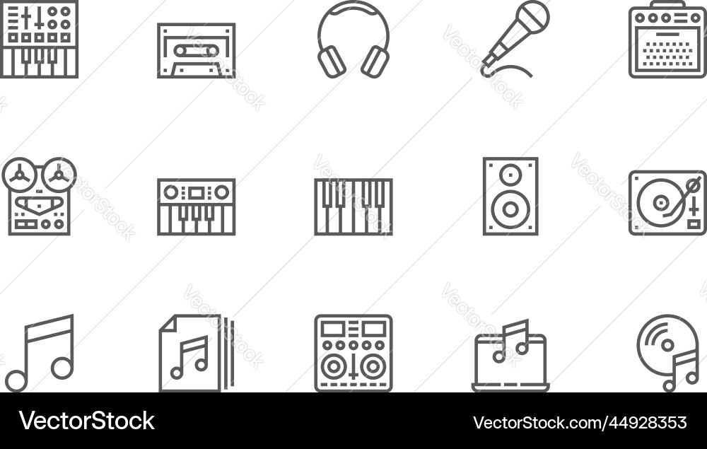 Music Line Icons - Audio & Instruments Vector Image