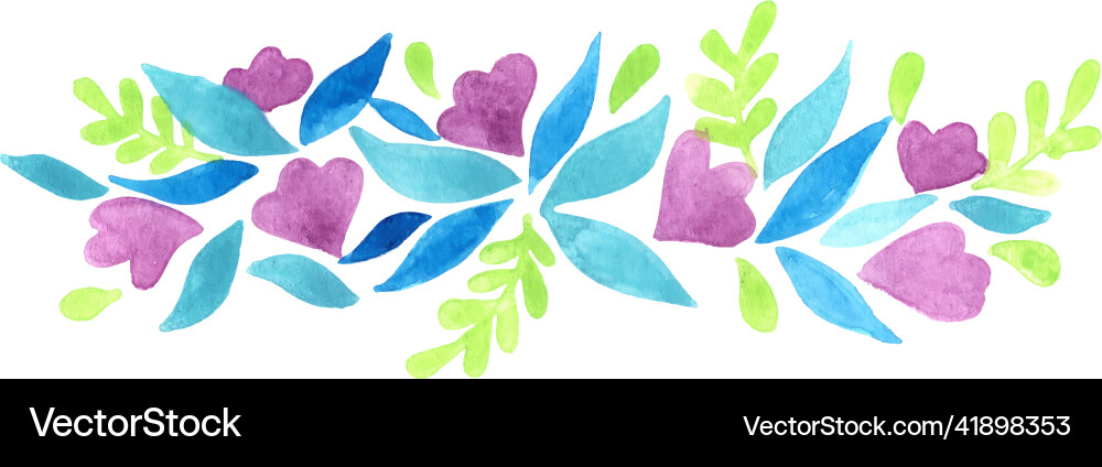 Purple flower fern leaves and border Purple flower fern leaves and border vector image