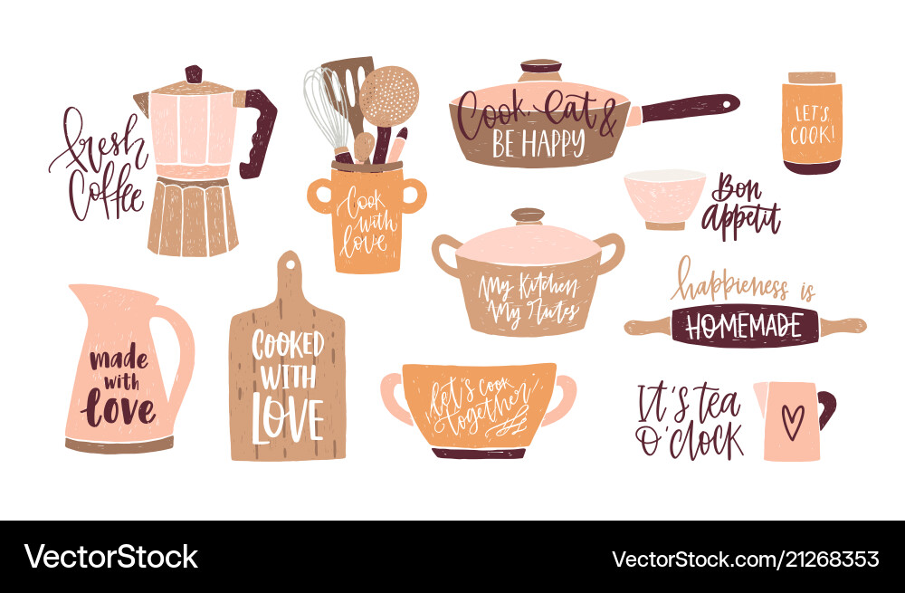 Set of lettering written with cursive font Set of lettering written with cursive font vector image