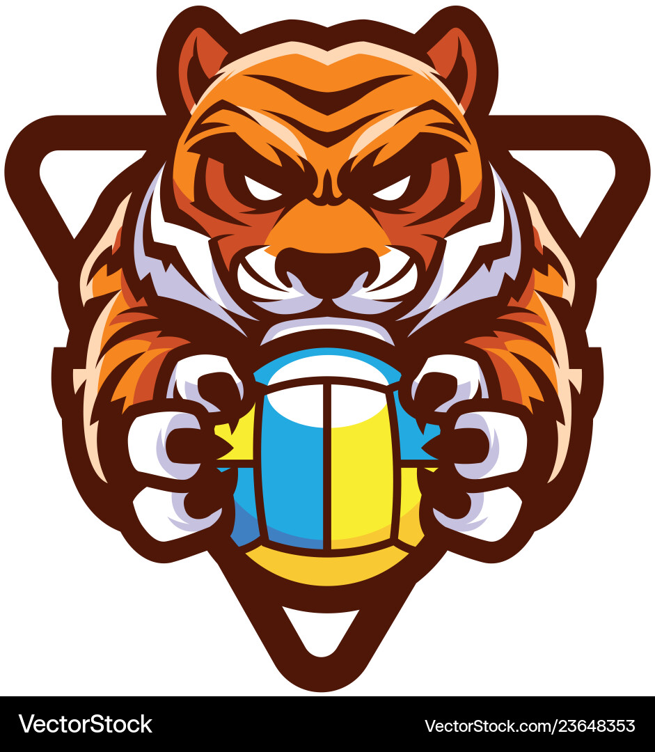 Tiger Volleyball Mascot Headshot Vector Image