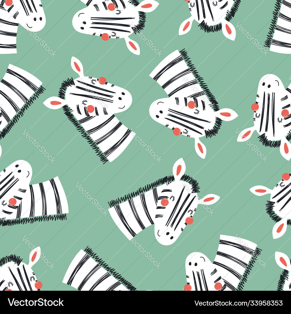 Zebra Face Seamless Pattern Vector Image
