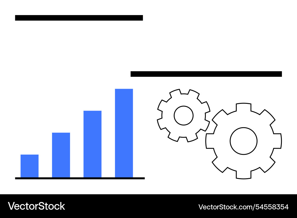 Bar graph and gears representing growth vector image