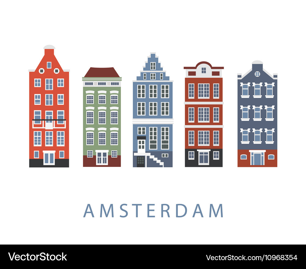 Dutch Houses - Amsterdam Facades Royalty Free Vector Image