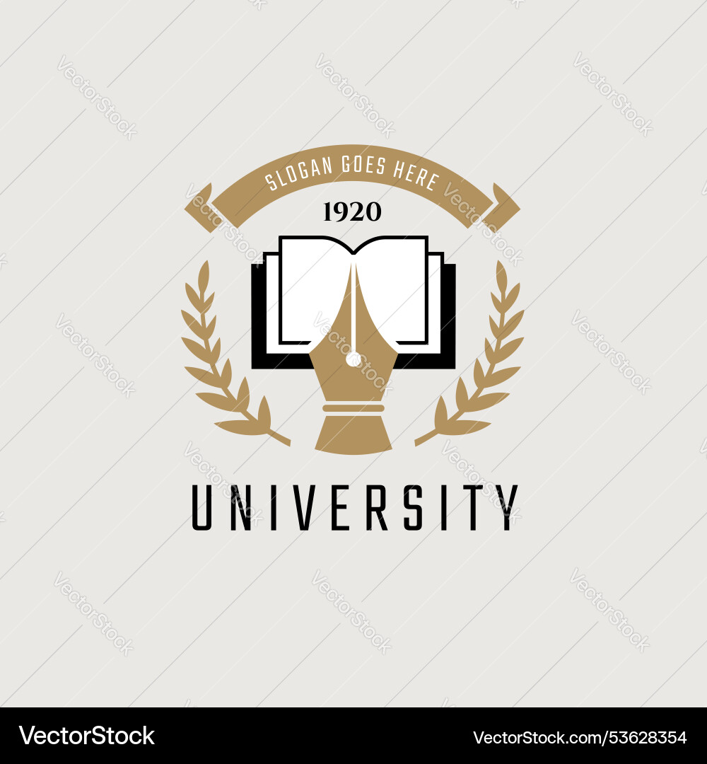 Education logo with an open book and pen icon vector image