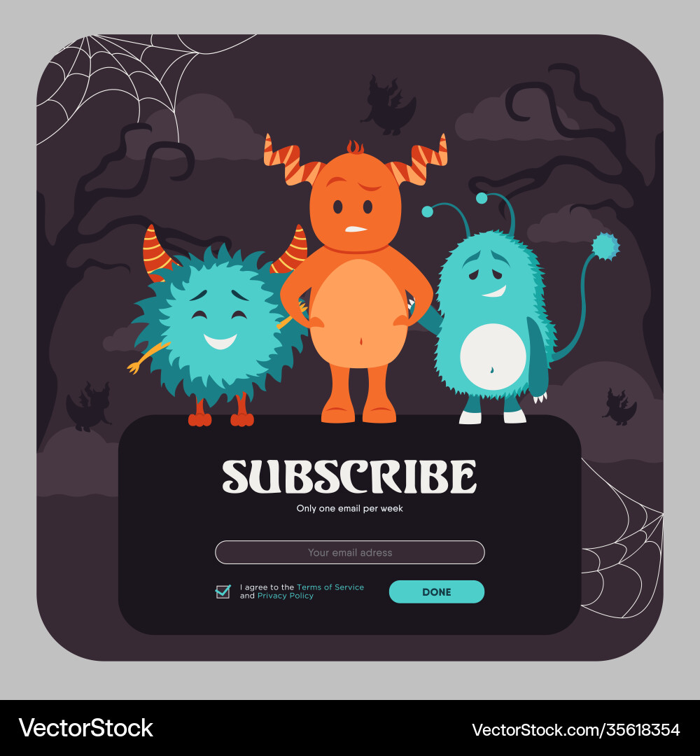 Email subscribe design with colorful funny vector image
