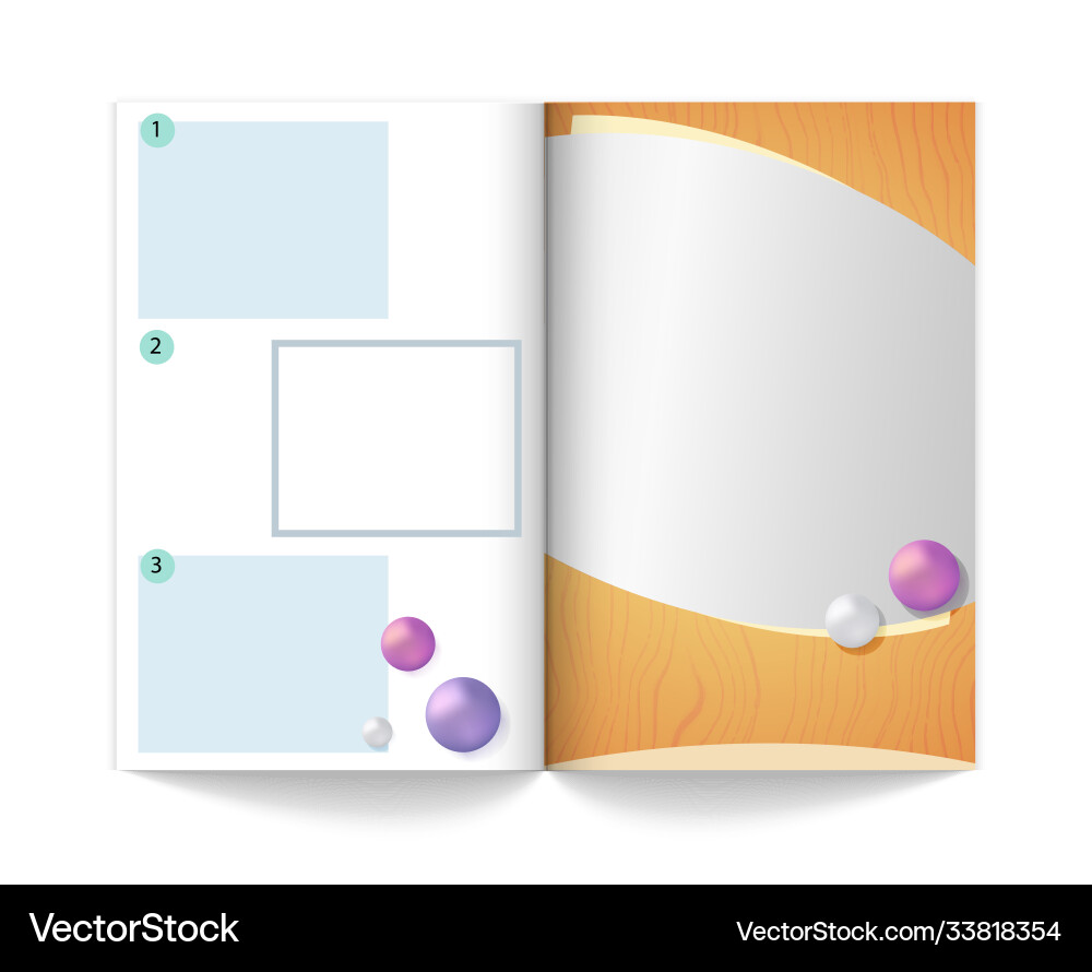 Magazine mock up template empty book with areas Magazine mock up template empty book with areas vector image