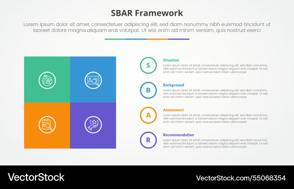 Sbar tool framework infographic concept for slide Sbar tool framework infographic concept for slide vector image