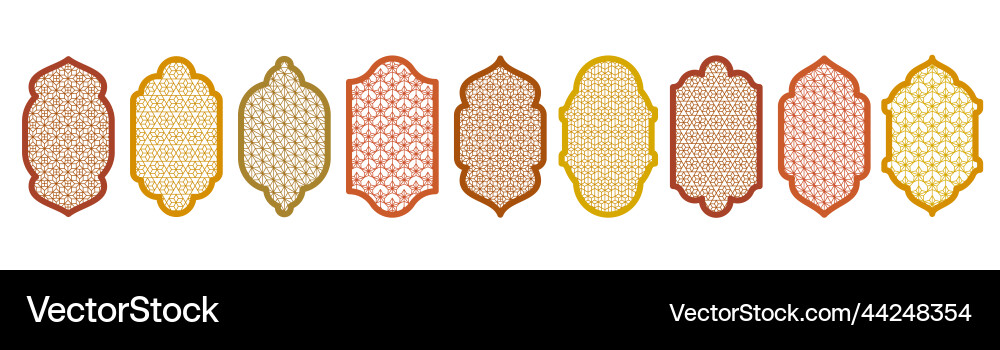 Set of windows with patterns in oriental style Set of windows with patterns in oriental style vector image