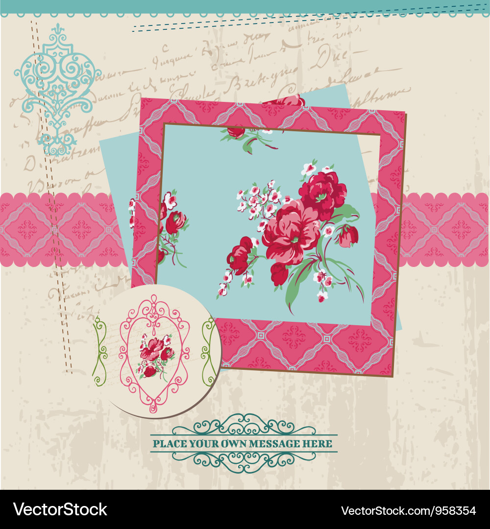 Vintage Blumen Scrapbook Papier Vektorbild