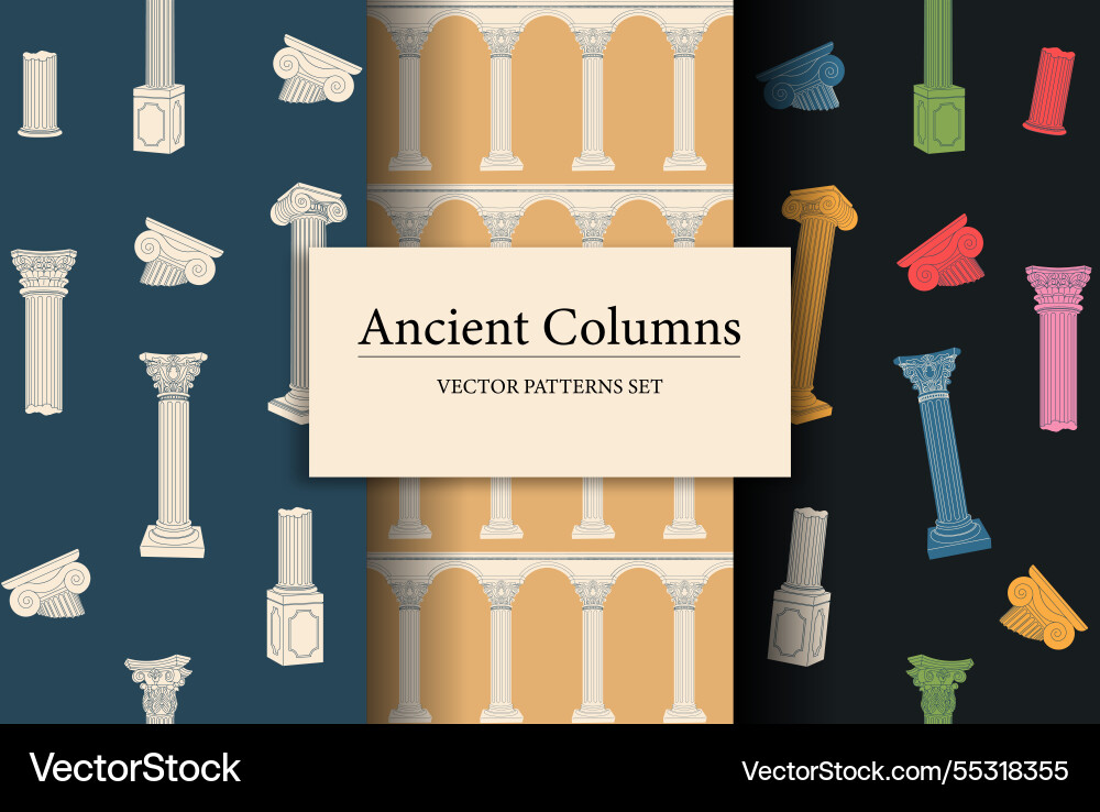 Ancient columns seamless pattern repeating design Ancient columns seamless pattern repeating design vector image