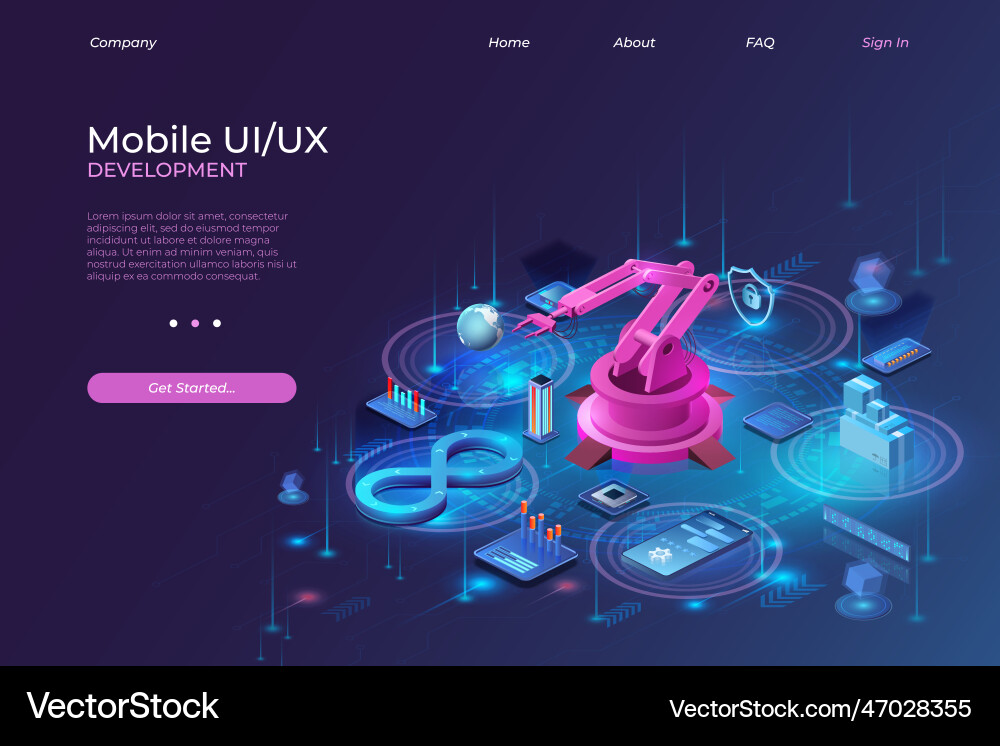 Devops ai technology isometric ui ux factory Devops ai technology isometric ui ux factory vector image